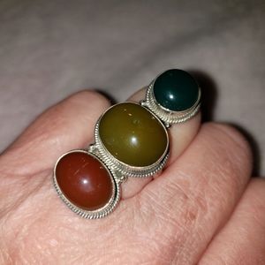 SS multi stone ring